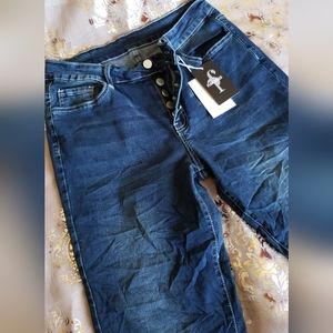 Flamingo button up roll hem jeans